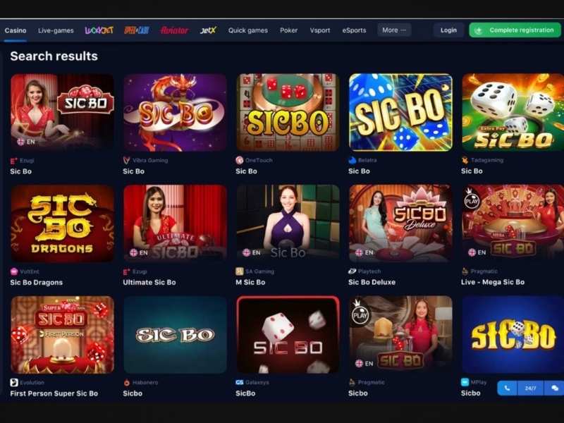 List of Sic Bo games List of Sic Bo games